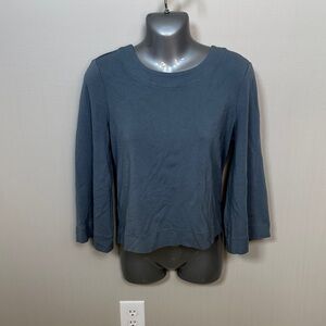 Ann Taylor Slate-Blue Long Sleeve Boatneck Top